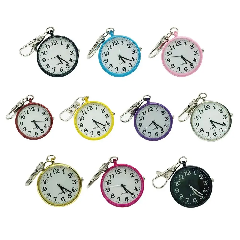 

Large Dial Quartz Pocket Watches Luminous Dots Keyring Chest Watches Small Round Minimalist Design Pocket Watch Clock For Exams