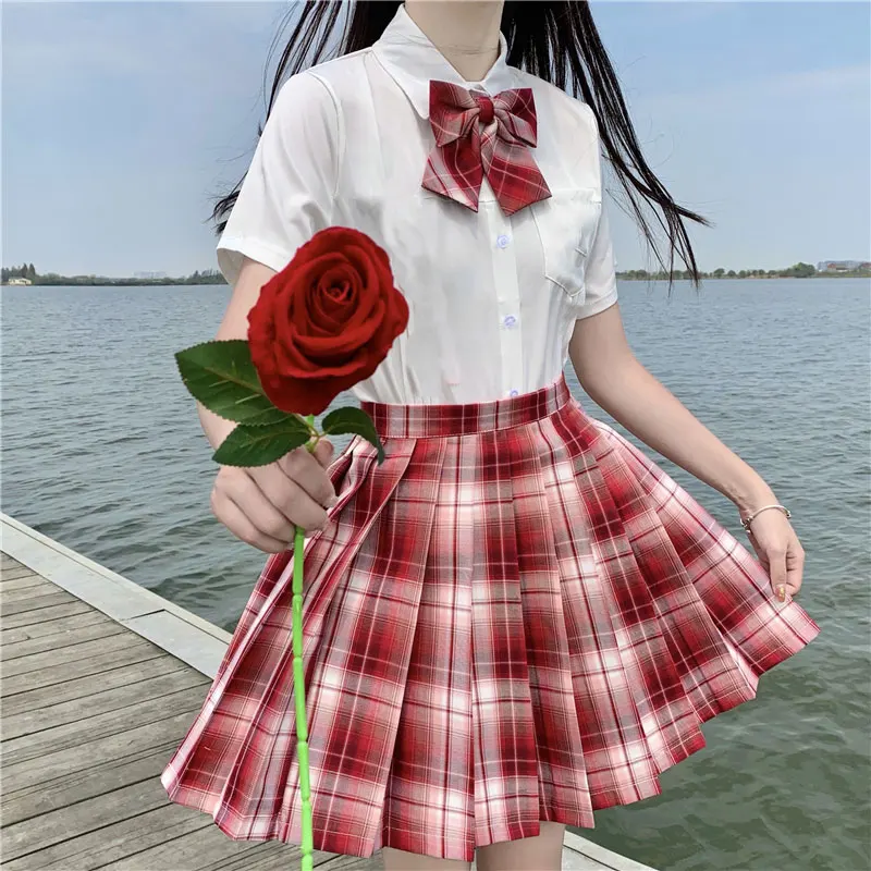 Uniforme scolaire japonais pouvez-vous aru, ensemble jupe haute avec nœud, uniformes JK pour écolières coréennes Seifuku jupe plissée JK Cosplay