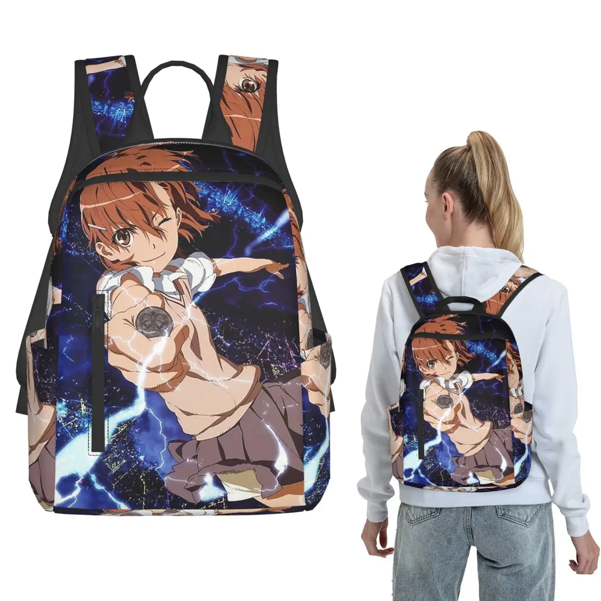 

A Certain Magical Index Anime Misaka Mikoto Backpack Large Capacity Kids BookBag School Bag Shoulder Bags for Men Women