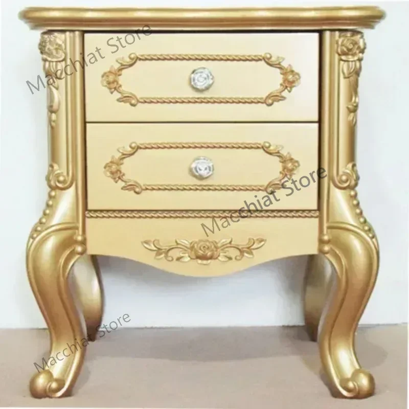 

Nordic European Carved Storage Bedside Tables Luxury Drawers Night Table Space Saving Nightstand Home Bedroom Furniture T