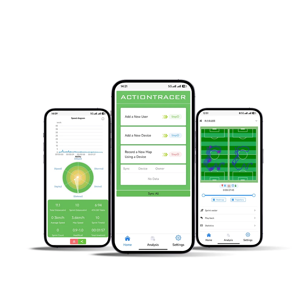 Action Tracer Fußball GPS-Tracker Fußball-Heizmap-Track mit Weste als Statistiksport-Fußballbee