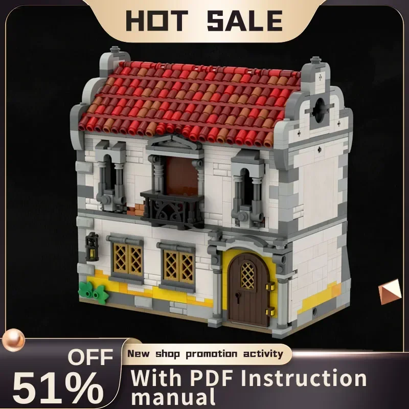 

New 1634Pcs Moc European Medieval Pirates Series Street View Barracks Model Building Block Diy Creative Ideas Brick Toys Gift