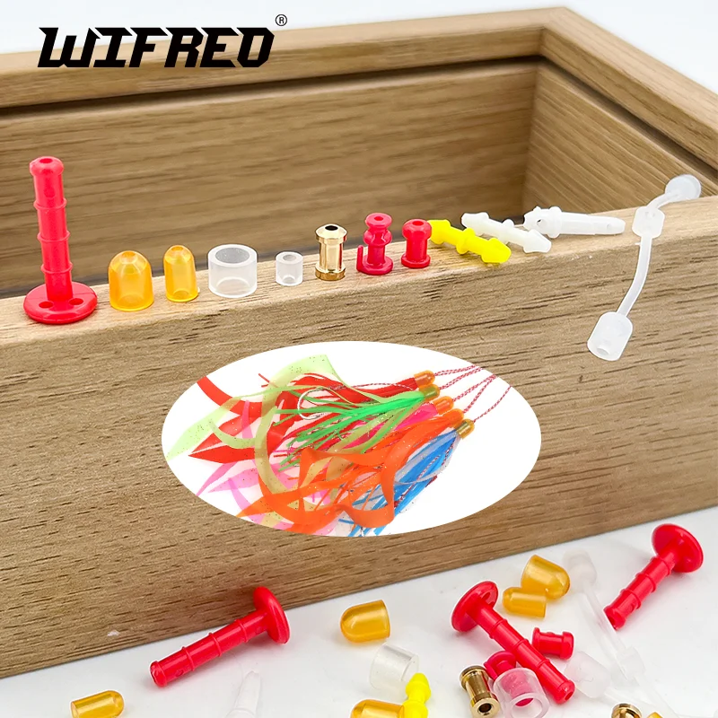 Wifreo 300pcs Saltwater Fishing Slide Parts Jig Rattle Strap Snapper Spinnerbait Silicone Skirts Fixed Parts Fishing Tackle