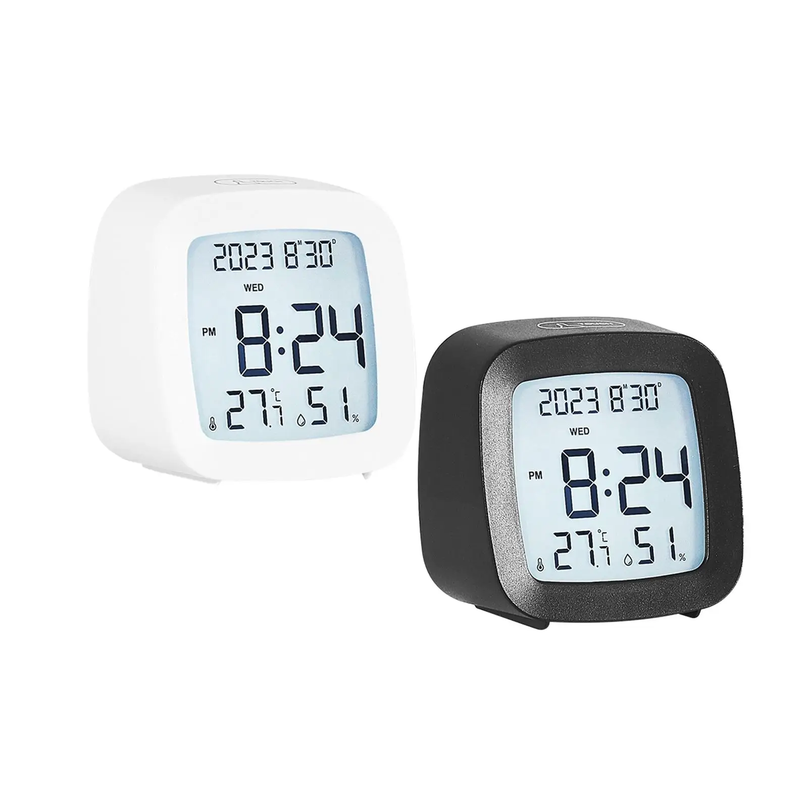Small Digital Alarm Clock Bedside Clock 3x1.8x3inch Snooze Mode with Temperature