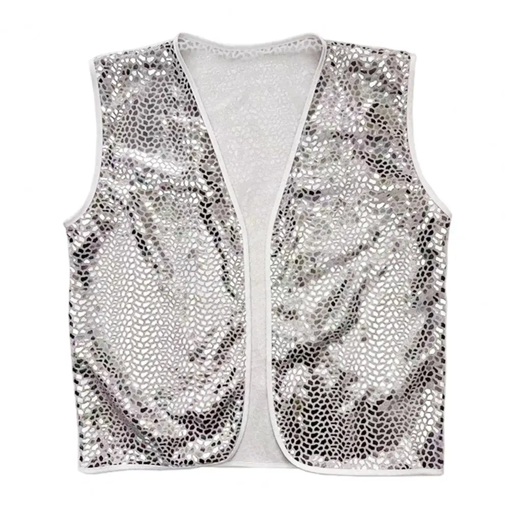 Sparkling Disco Party Vest, Sleeveless Performance Costume for Halloween Christmas And Stage Shows Sequin Top 5
