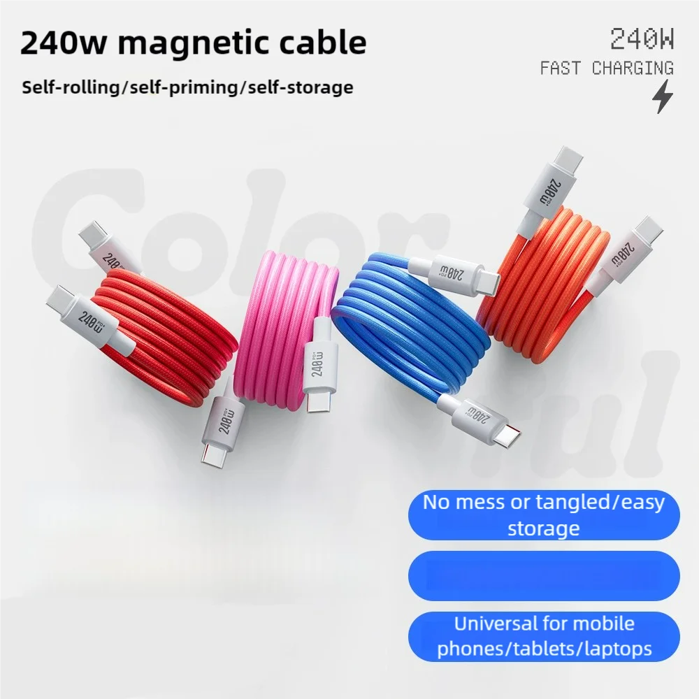 

Магнитный кабель для быстрой зарядки мощностью 240 Вт, провод для зарядки типа C — C для MacBook, для ноутбука, iphone, Samsung, Xiaomi