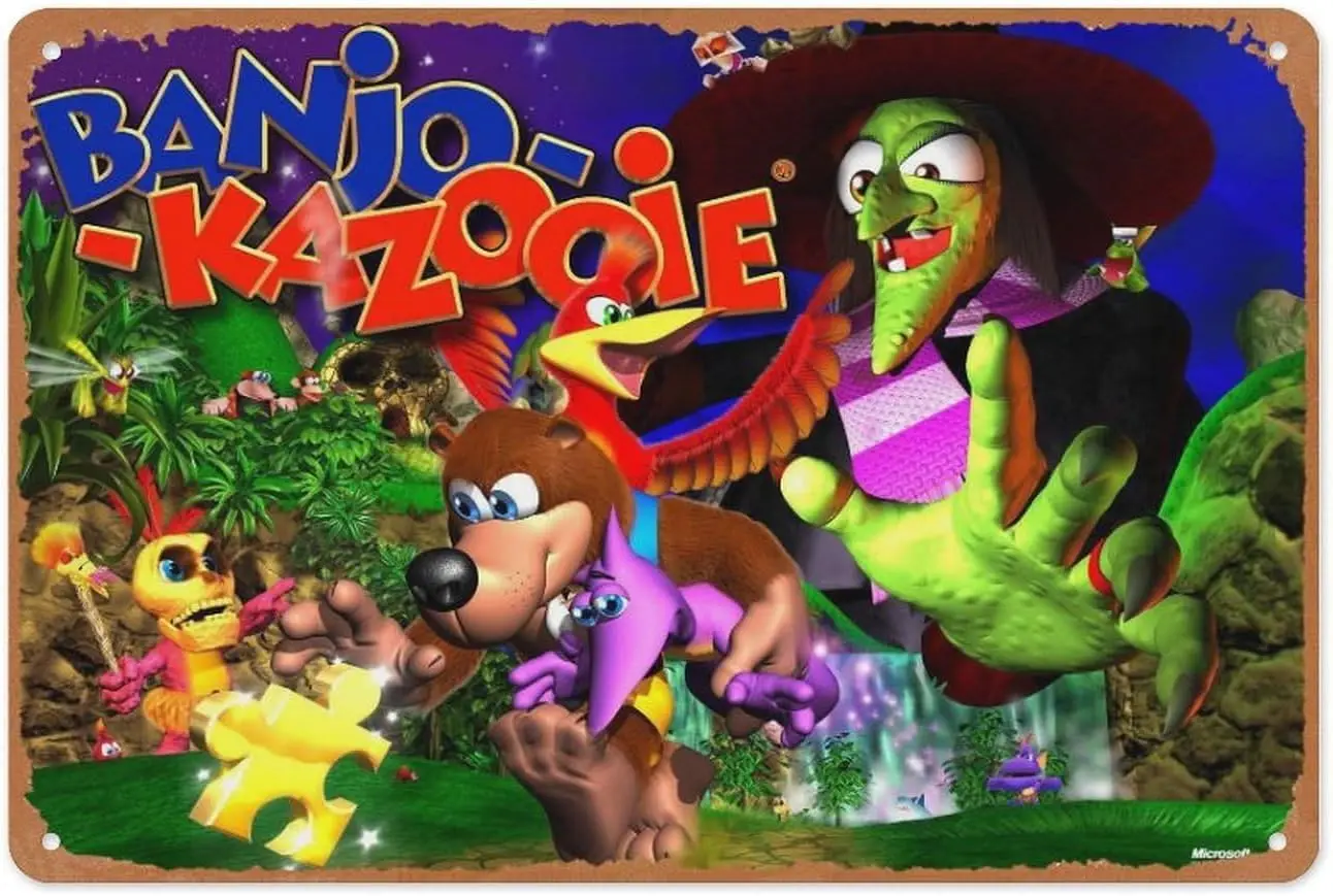 Retro Game Metal Sign - Banjo Kazooie -  Video Game Wall Art | Console Classic Decor for Gaming Dens