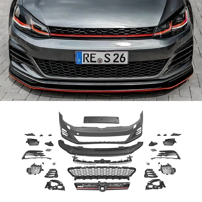 

Automotive Parts Front Bumper for VW Golf 7MK7 MK7.5 Upgrade GOLF GTI MK7 7.5 Body Kit 2013-2020 Sport PP Plastic Golf 7 YM