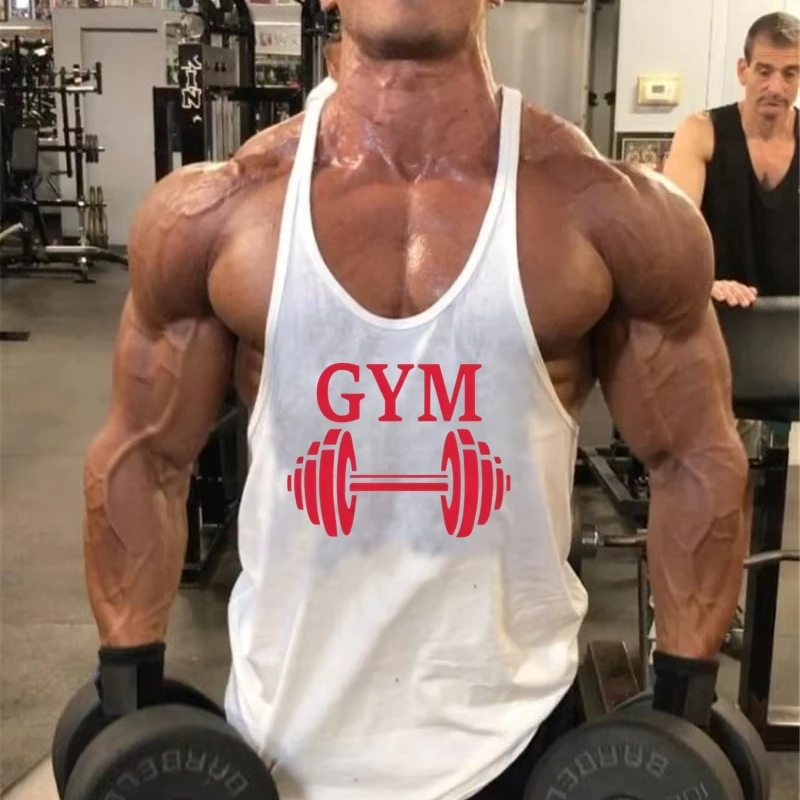 Men's Fitness Stringer Shirt Y Back Quick - Dry Cotton Gym Vest High - Stretch Sleeveless Tank Breathable Bodybuilding Clothing