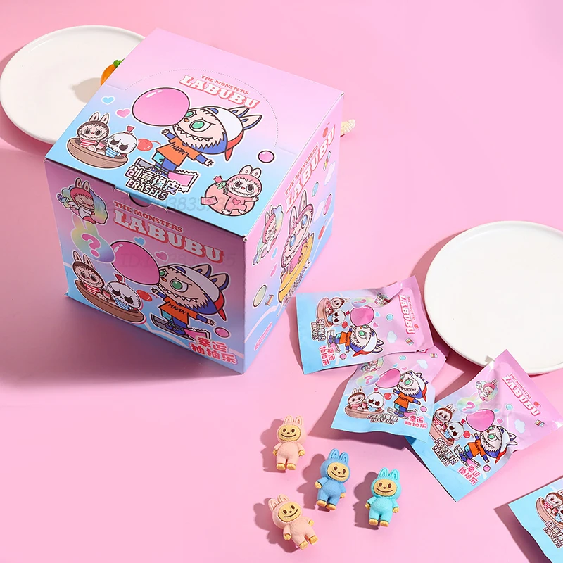 

32pcs/Box Labubu Pencil Eraser Cartoon 3D Rubber Pencil Eraser Student Stationery School Supplies Wholesale Kids Gift