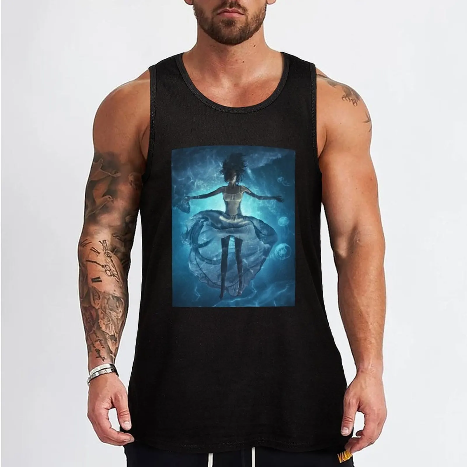 Mermaid Beneath the waves of the sea Tank Top Men's clothing brands Men's cotton t-shirt