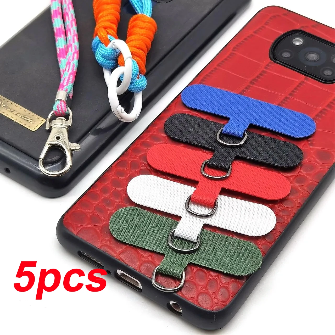 5Pcs Universal Mobile Phone Lanyard Strap Gasket Anti-lost Nylon Detachable Phone Hanging Cord Patch Sling Tether Pad