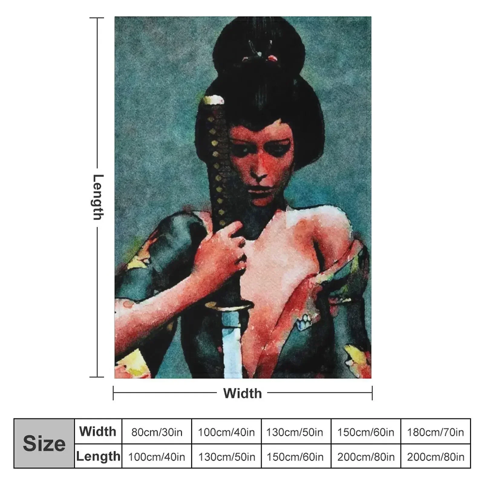 Red Geisha with Sword Throw Blanket Summer Decorative Sofa Flannel blankets and throws Blankets