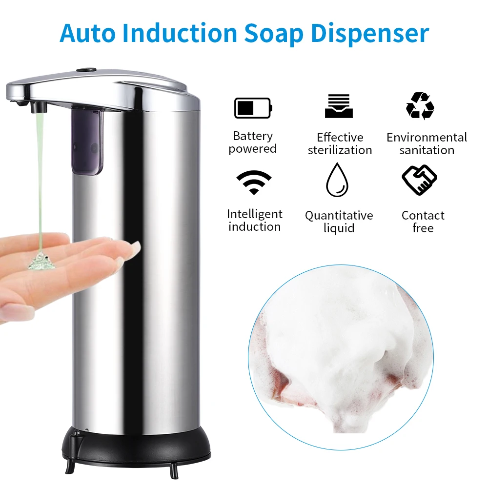 Handwash Gel Dispenser Touchless Stainless Steel Bathroom Washroom Cleaning Container Hotel School Pattern Random