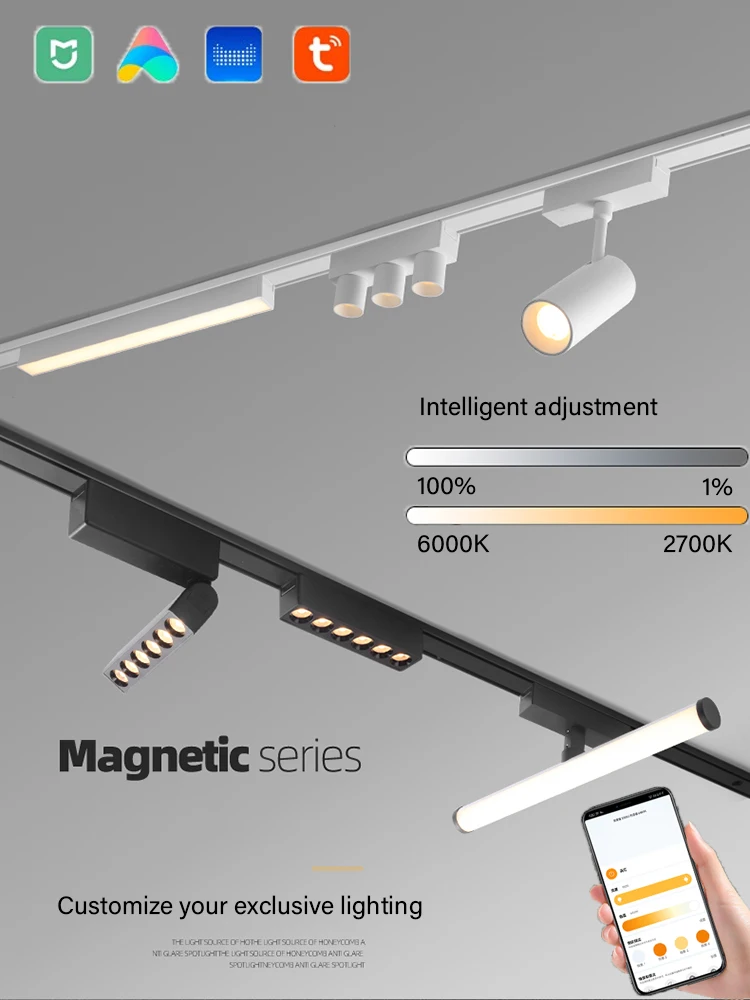 

Ultra-thin Modern Magnetic Track Lights 48v Surface Mounted Ceiling Rail Spotlight 6mm Track System Without Main Lighting Series