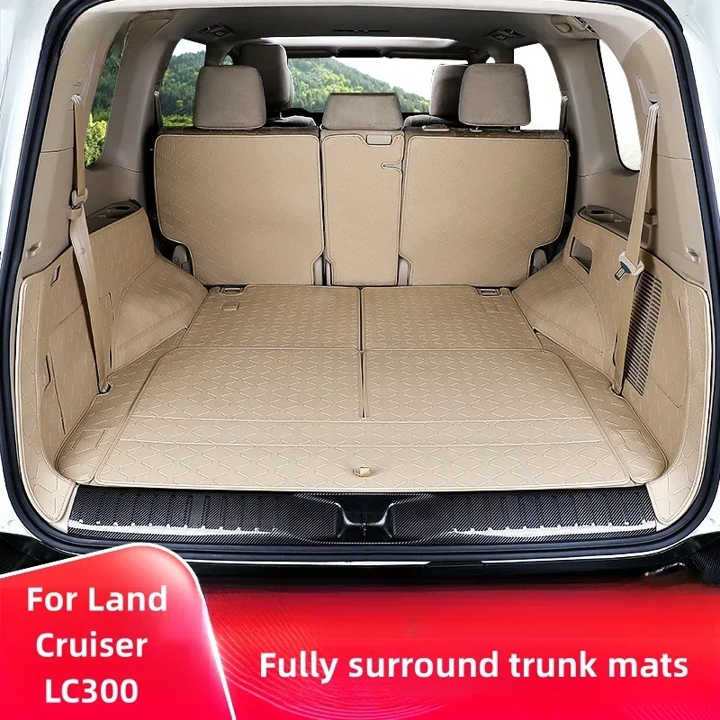 Leather Trunk Mats Full Surround Cargo Liner Anti-Scratch Waterproof Trunk Liner Luggage Mats For Toyota Land Cruiser LC300 2023