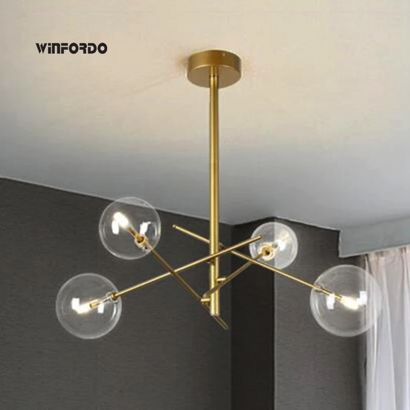 

Winfordo LED Pendant Light With Glass Bubbles Globe Chandelier Lighting For Home Decor / Dining Room Lixture Fixture