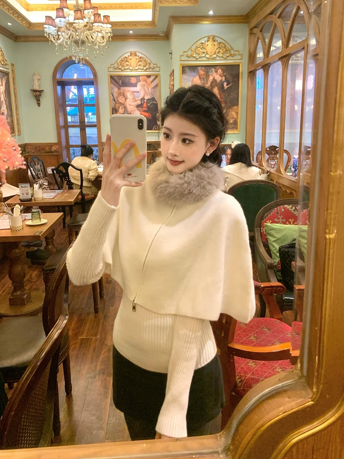 

Женское вязаное пальто с меховым воротником и подплечниками, осенне-зимнее, мягкое, элегантное, премиум-класса, в комплекте с вязаной базовой кофтой