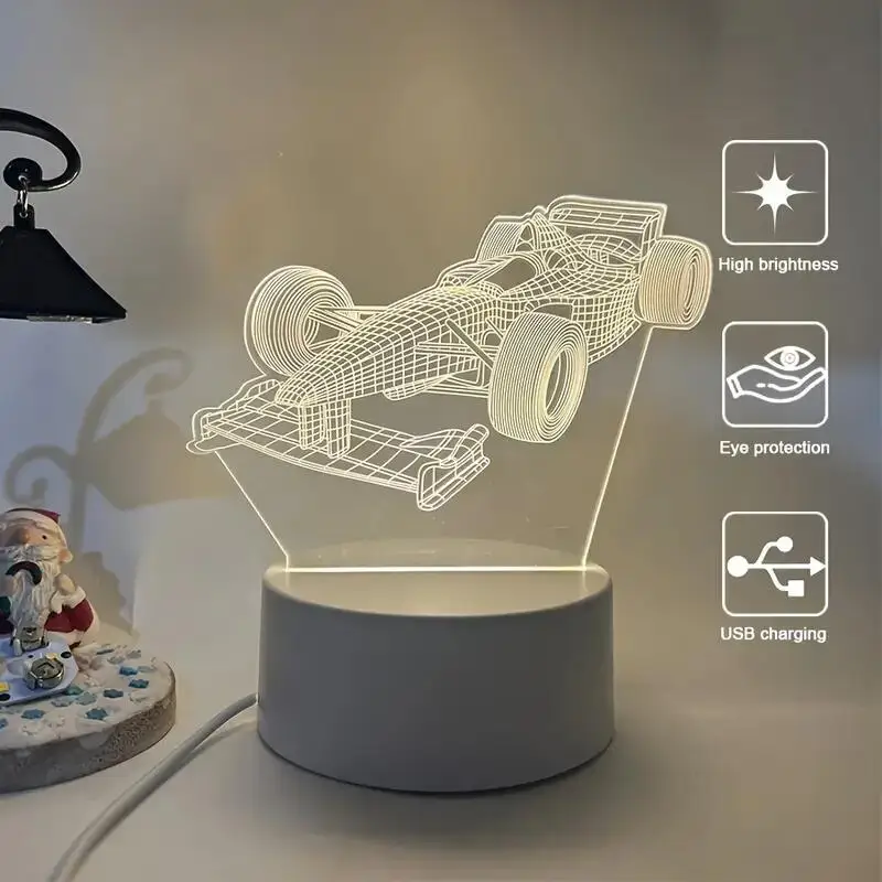 1pc  Dinosaur 3D Night Light, 3D Optical Illusion Lamp With Touch, 7-Color Changing Ambient Light For Bedroom