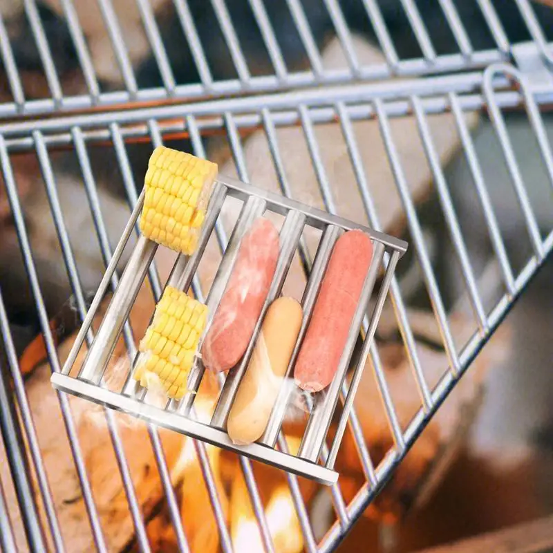 Stainless Steel Sausage Roller Rack Stainless Steel Roller Rack For Hot Dog Outdoor Sausage Grilling Tool Camping Gear For