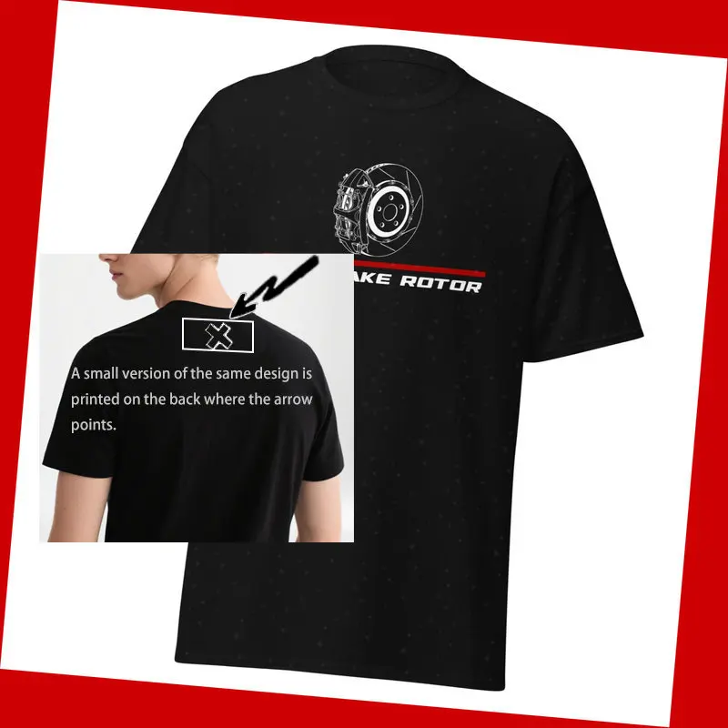 

00012465#A Silhouette With text T-shirt Big Brake Rotor Caliper Tank Mechanic Auto Repair Double print tee Men Women T Shirt Cas
