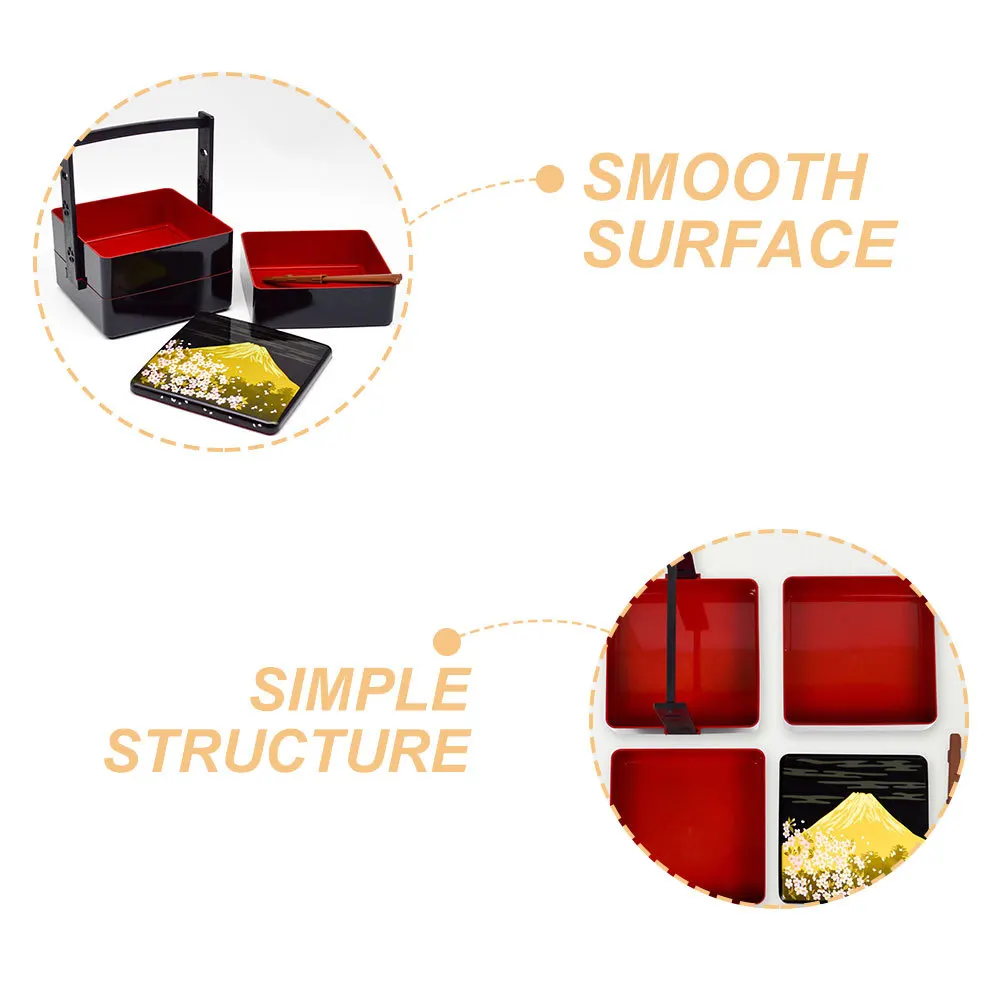 

1Set Sushi Box Japanese Style ABS Material Sealed Bento Container Multi-Layer Lunch Food Storage Picnic Portable Sushi Tray