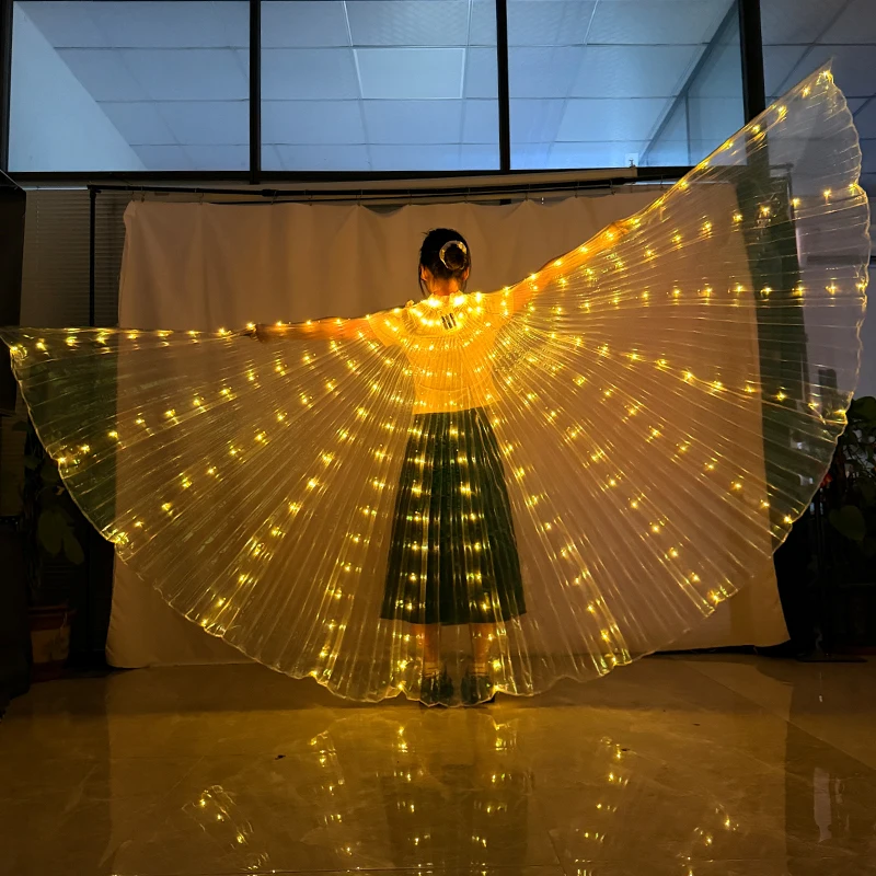 Halloween Christmas Dancing Costumes Girls Womens Bar Party Belly Dance Shows  Dress Cloak Glow LED Butterfly Wing For Adult