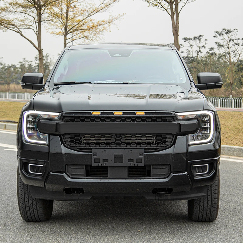 For Ford Ranger T9 Big Letters Style Grills 2023 Everest 2024 4*4 Grille With Little Yellow light Matte Black Ranger Accessories