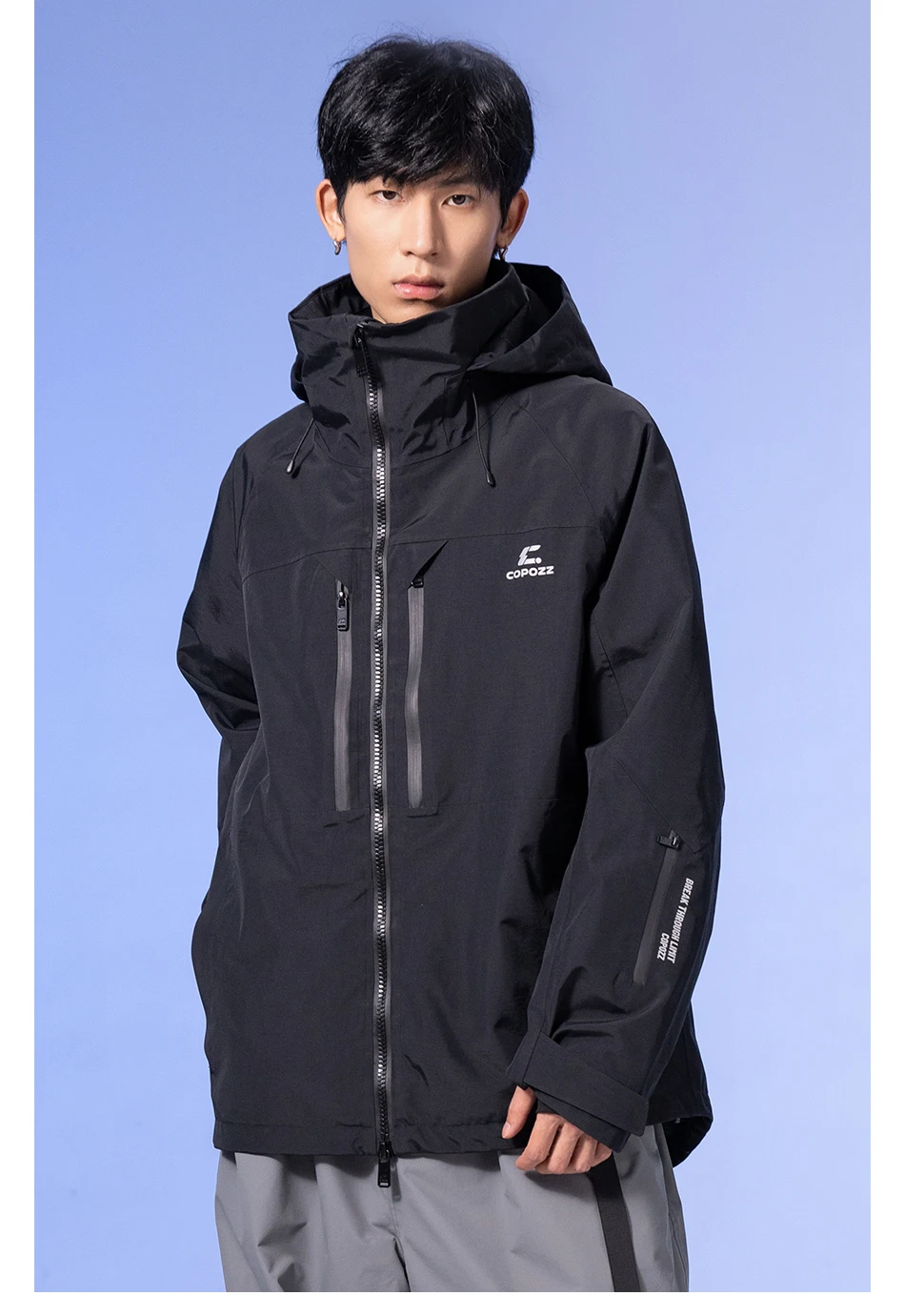 COPOZZ Verdickte 3L Skijacke für Herren und Damen, winddicht, wasserdicht, Winter-Ski-Mantel, Skibekleidung, einfarbig, mit Kapuze, warmer Snowboard-Skianzug – Detail 23