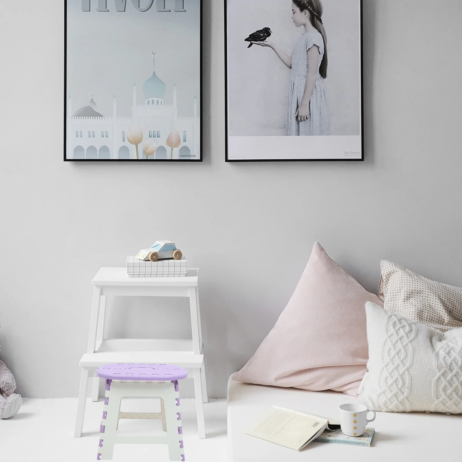 Silla plegable de plástico, taburete portátil ligero para acampar al aire libre, senderismo, almohadillas antideslizantes para los pies, plegable para viajes, pesca y escalada