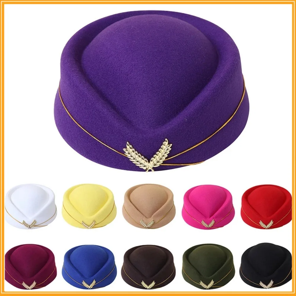 High-quality Women Lady Costume Accessories Party Hats Stewardess Hat Beret Hat Air Hostesses Hat