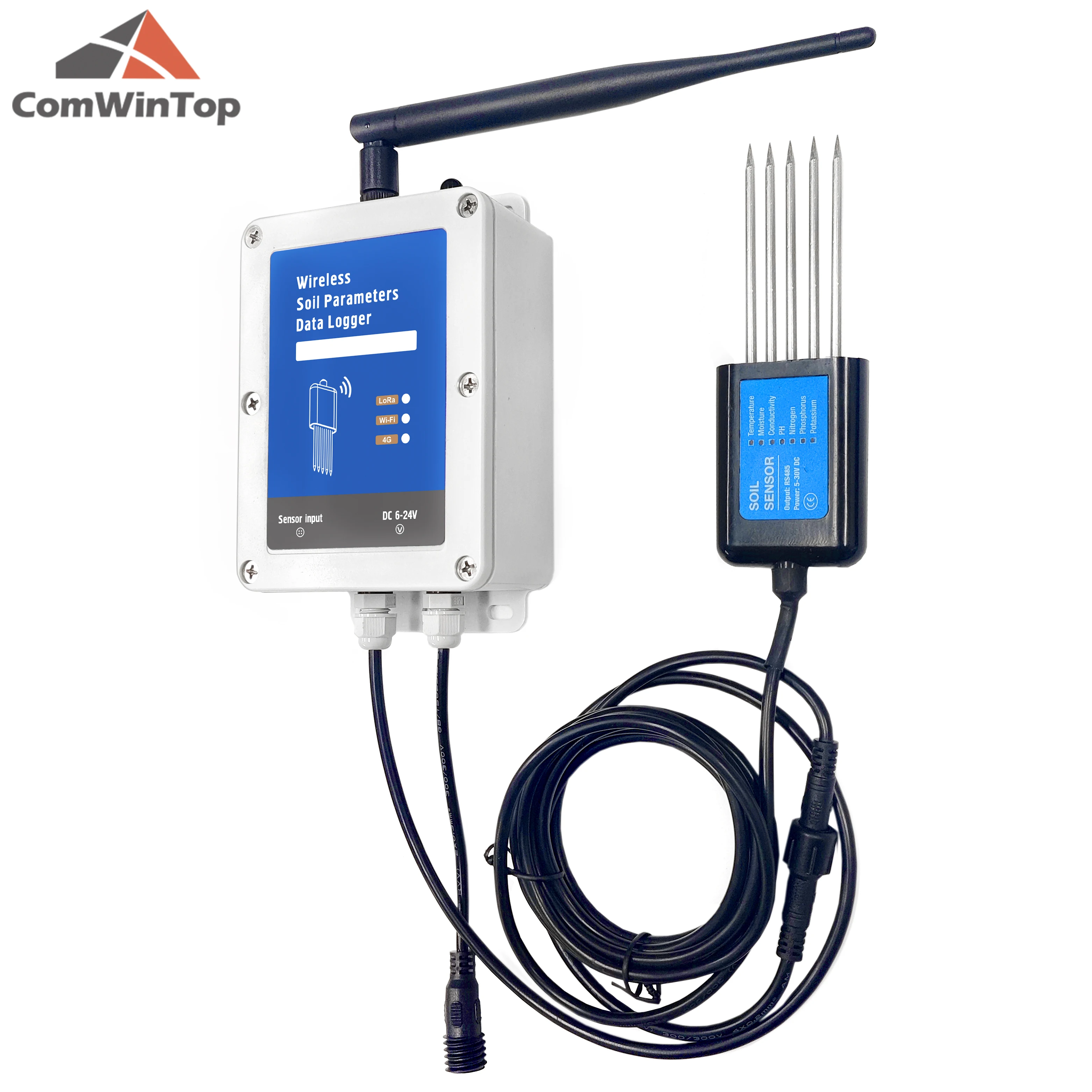 Imagem -03 - Sensor de Temperatura de Umidade do Solo ce ph Npk em Registrador de Dados Wifi ou 4g Testador de Solo com Bateria Integrada