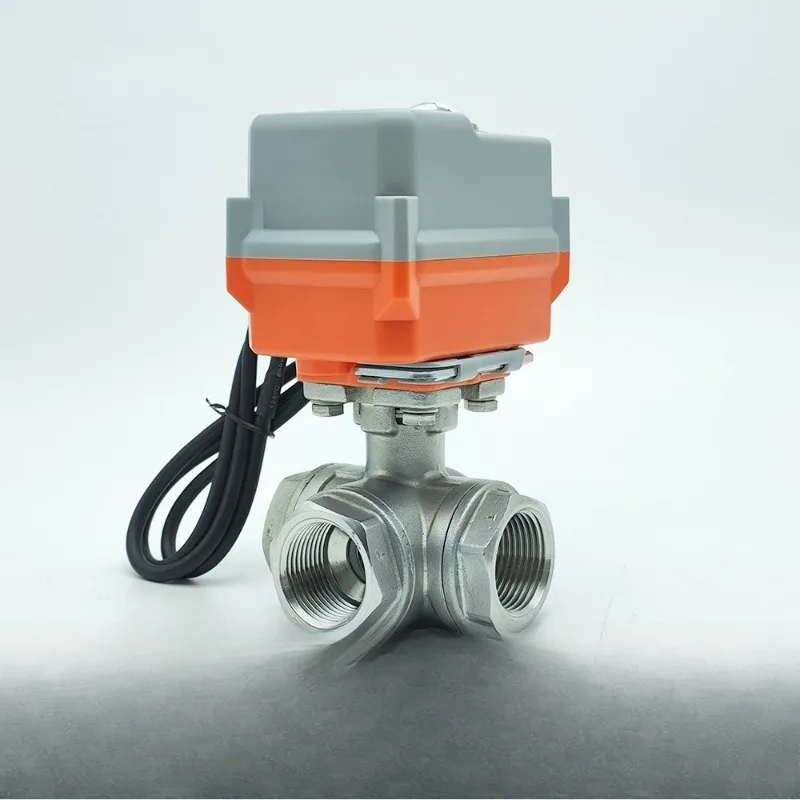 Industrial L-type G thread three-way electric ball valve water treatment OEM can be customized stainless steel 304/316