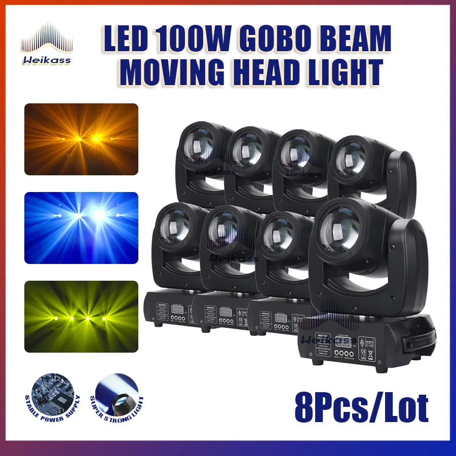 8PCS/Lot LED 100W Beam Gobo Moving Head Spot Stage Lighting Oversea Warehouse DMX Pattern 18 Prims Party Wedding Dj DIsco Lamp