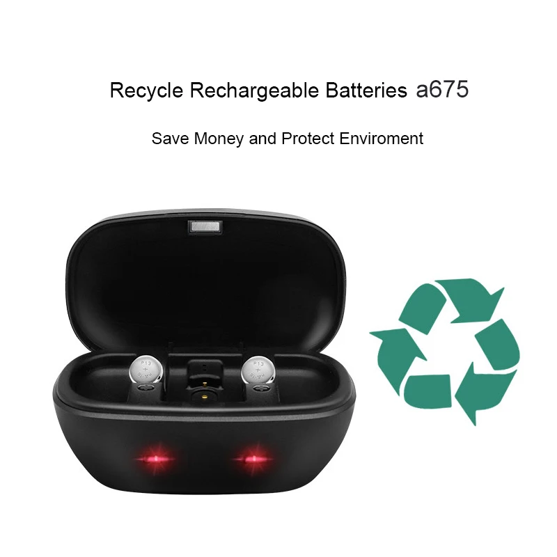 Hearing Aid Rechargeable Batteries 675 A675 P675 PR44 with Charging Case Box Powerful BTE Hearing Aids Amplifiers Accessories