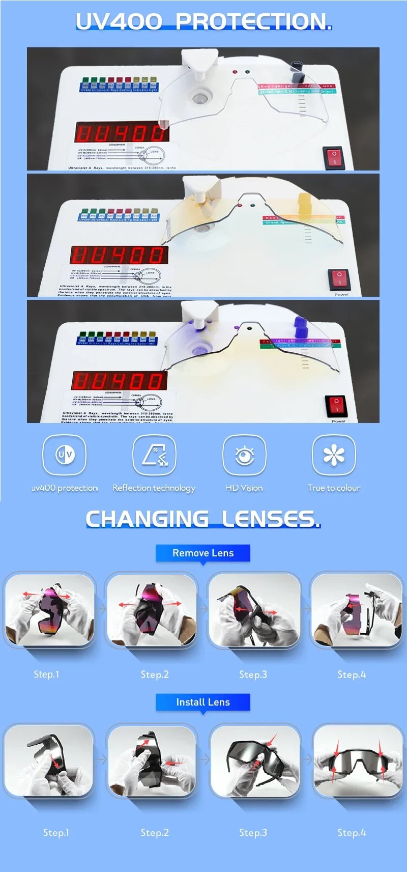 Kapvoe Photochrome Fahrradbrille UV400 MTB Klar Mountainbike Übergang Fahrrad Sonnenbrille für Männer Frauen Sportbrillen – Detail 13