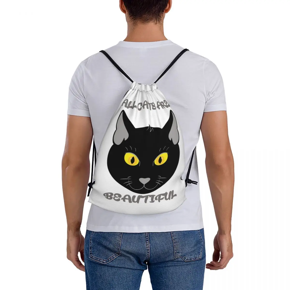 All Cats Are Beautiful Backpacks Fashion Drawstring Bags Sports Bag Book Bags for Man Woman School