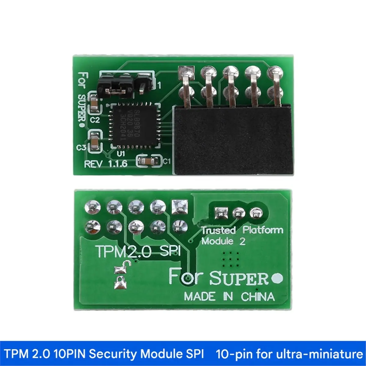 TPM2.0 SPI 10Pin Security Module for AOM‑TPM‑9670V‑S Motherboard Hardware Encryption Module