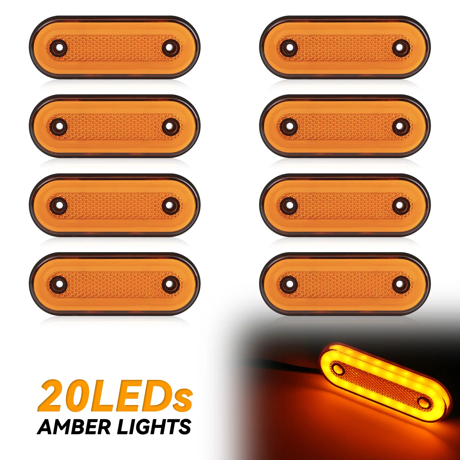 Orange Amber Side Marker Light Front Rear Yellow LED Clearance Signal Lamp Trailer Truck Pickup Bus 24V 12V Trailer Accessories