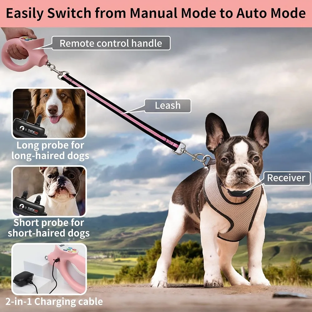 PaiPaitek Dog Shock Collar with Smart Training Leash,1600ft Dog Training Collar,Waterproof Electric Collar with Auto/Manual Mode