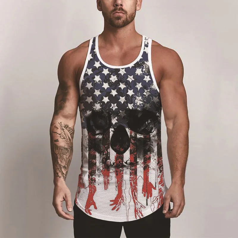 2024 New US Flag Man Tank Tops 3D Printed Men Women Fitness Gym Clothes Summer New Trendy Oversize Street Outdoor Sleeveless Top image 5