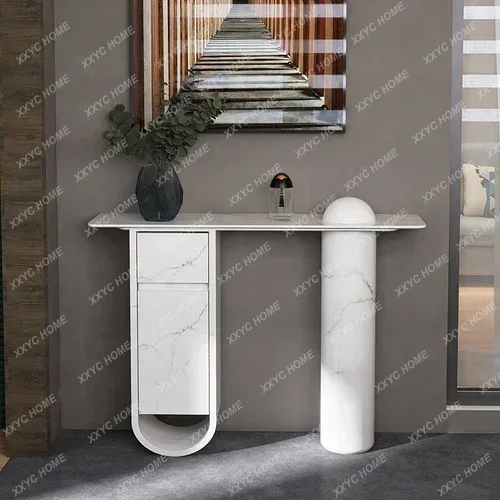 Italian Entrance Cabinet Minimalist Modern Stone Plate Curio Cabinet Villa B & B Hallway Table Minimalist Console