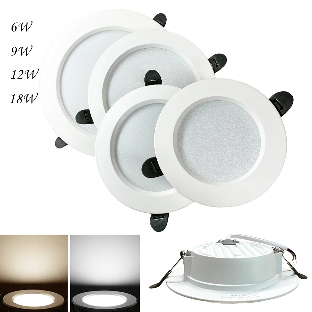 

Led Downlight 6W 9W 12W 18W AC 220V Ceiling Light Spot Led Plafond Recessed Down Light Round Spotlight Indoor Lighting