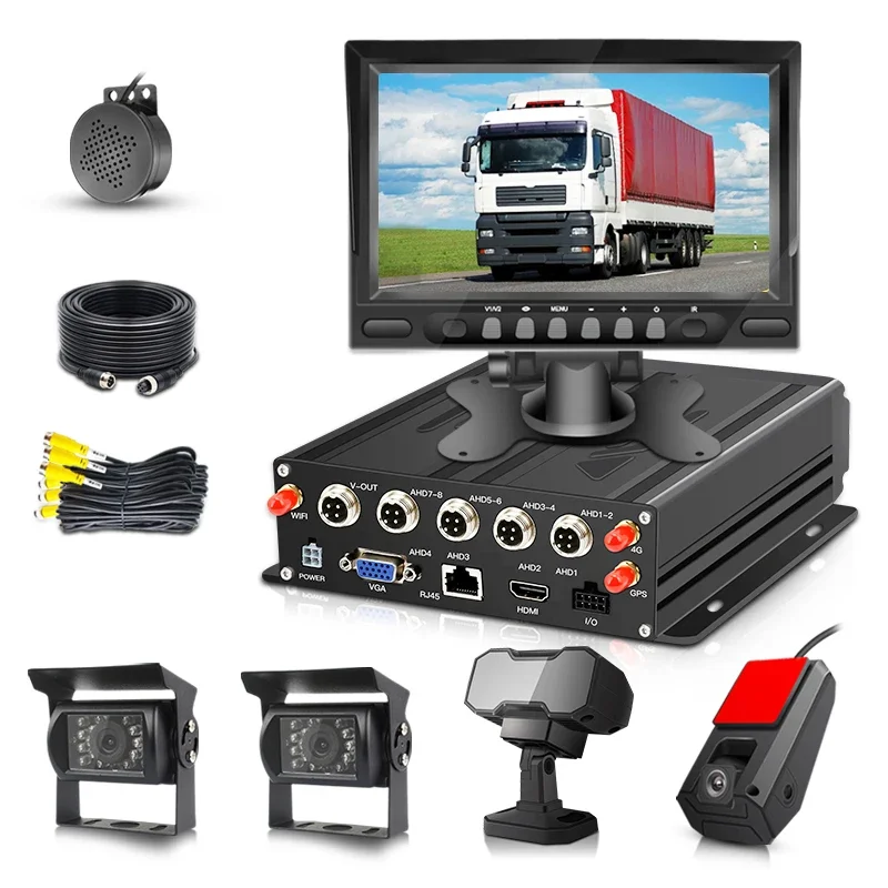 Heavy Truck Bus 4G GPS WIFI SD MDVR ADAS DSM DMS Camera Car Fleet Management System 4CH AHD Mobile DVR Camera System