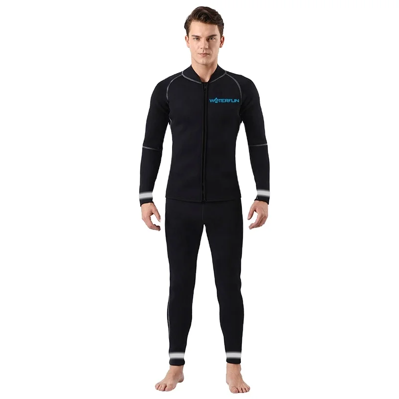 Wholesale Men Two Piece Waterproof Back Zipper 3mm Long Sleeve Neoprene Wetsuit Surfing Diving Wet Suit