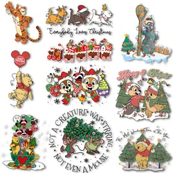 Chip n Dale Up Christmas Iron on Transfers Heat Press Stickers for Clothes Thermal Prints Ironing Decals on Tshirts