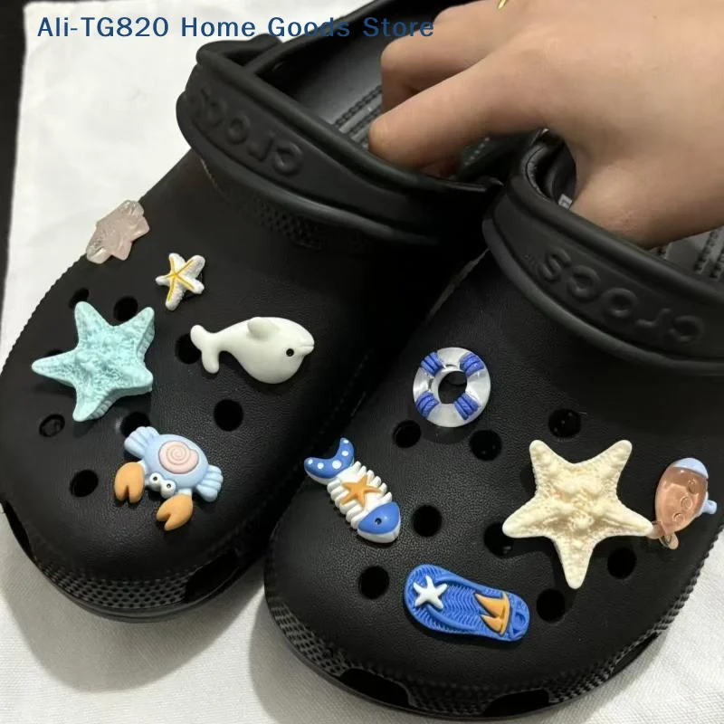 [TG820]Cute Summer Ocean Series Set Shoes Buckle Decoration DIY Removable Slippers Accessories Gift