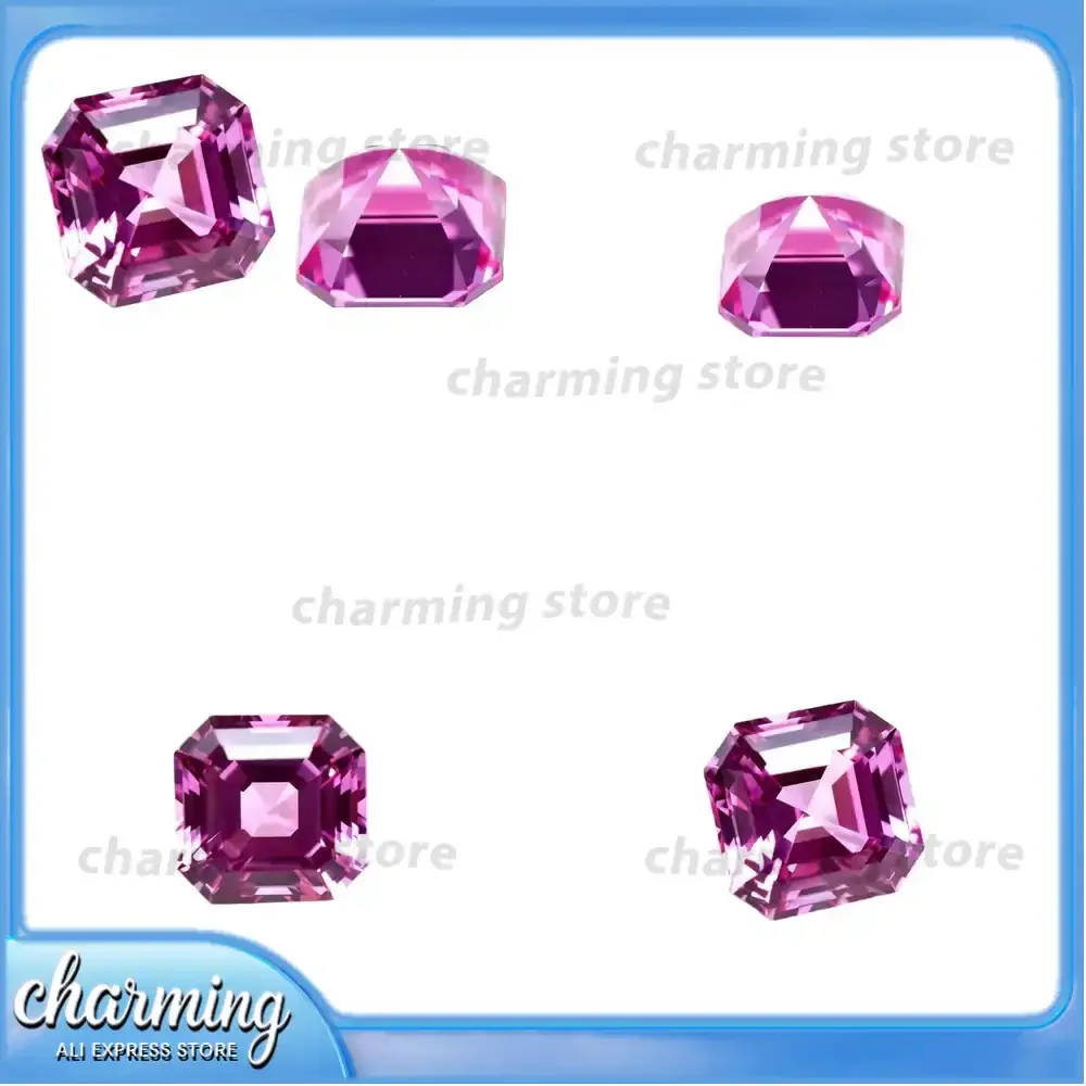 

Lab Grown Sapphire Gemstone Square Asscher Cut Pink for DIY Ring Necklace Earrings Jewelry Making Supplies Natural Sapphire