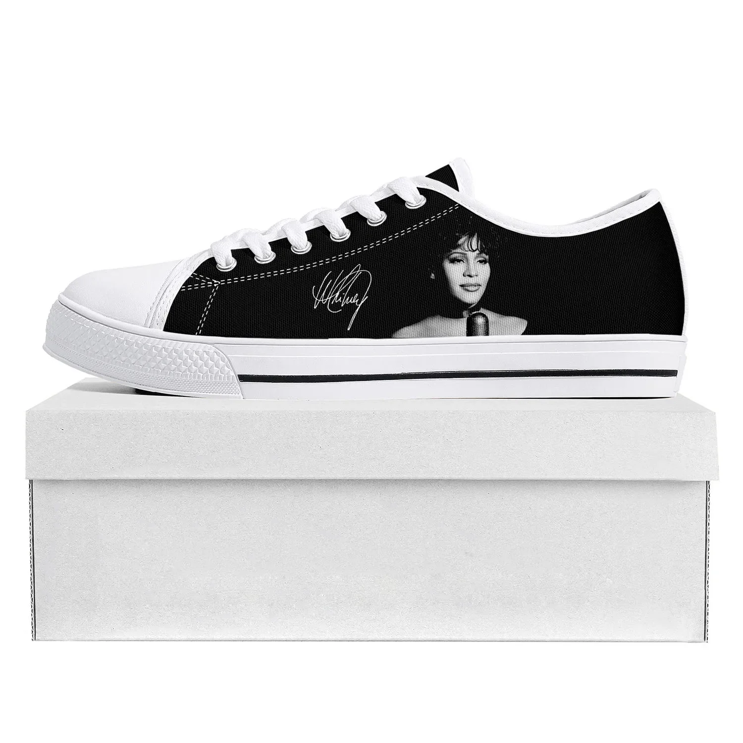 Whitney Houston Singer Low Top High Quality Sneakers Mens Womens Teenager Canvas Sneaker  Prode Casual Couple Shoes Custom Shoe