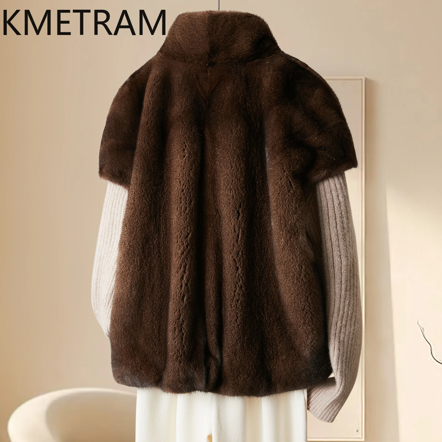 KMETRAM 100% Whole Mink Fur Jacket Woman Short Sleeve Real Mink Fur Coat Winter New in Outerwears Women Clothing 2025 Fourrure